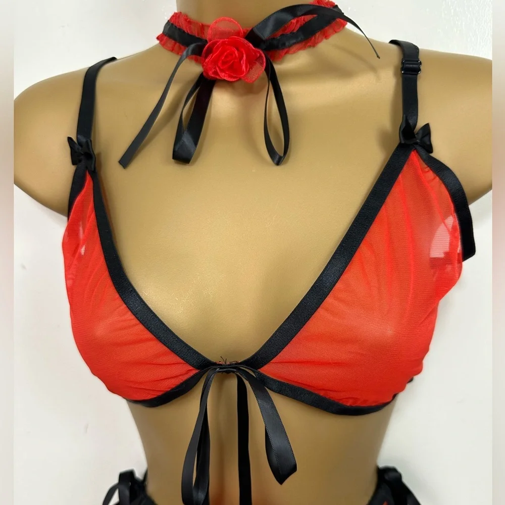 Sugar Thrillz X Dolls‎ Kill Red Riviera Bliss RIVIERA BLISS Lingerie Set NWT XL
